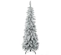 HomCom Arbre de Noël artificiel 135 cm 253 branches vert – support acier, enneigé, socle pliable