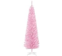 HOMCOM Arbre de Noël Artificiel 180 cm ignifugé avec 390 Pointes de Branches en PVC et Support en métal Décoration de Noël d'intérieur Facile à Assembler Rose
