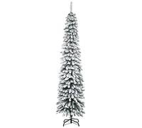 HOMCOM Arbre de Noël Artificiel 210 cm, 490 Pointes, Neige Artificielle, Support Métallique Pliable pour Décoration, Vert+Blanc