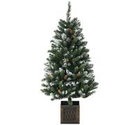 HOMCOM Arbre de Noël artificiel avec pot 120 cm Arbre de Noël enneigé avec 328 branches 20 pommes de pin et support en métal Décoration de Noël d'intérieur Vert
