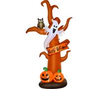 HOMCOM Arbre gonflable Halloween Citrouille Décoration Figure aérienne avec éclairage LED Polyester Marron 156 x 107 x 274 cm