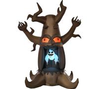 HOMCOM Arbre gonflable Halloween Fantôme avec 3 lumières pour le jardin Polyester Marron 180 x 140 x 240 cm