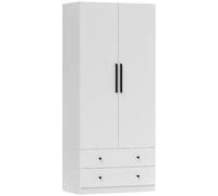 HOMCOM Armoire 2 Portes avec Barre de penderie 79x43x180cm Blanc