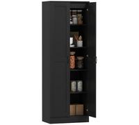 HOMCOM Armoire 2 Portes Meuble de Rangement avec 5 étagères, Style Contemporain, multifonctionnelle pour Chambre, Bureau, Cuisine, 60L x 36,5l x 175H cm, Noir