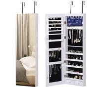HOMCOM Armoire à Bijoux, Meuble Mural, 37x10x120cm, Effet Bois Grisé