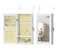 HOMCOM Armoire à bijoux murale avec miroir, sur porte ou mur, blanc
