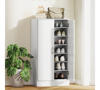 HOMCOM Armoire à Chaussures avec Charnières Soft-Close, Étagères Ajustables, Meuble à Chaussures à 6 Niveaux pour Entrée, Hall d'entrée, pour 14 Paires, 55 x 35 x 108 cm, Panneau de Particules, Blanc
