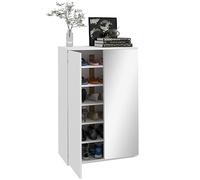 HOMCOM Armoire à Chaussures avec Miroir 60x32x95 cm Blanc