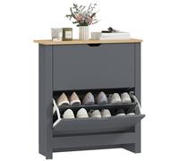 HOMCOM Armoire à chaussures étroite avec 2 rabats, avec séparateur réglable, pour 12 paires de chaussures, 72 x 26 x 80 cm, gris foncé