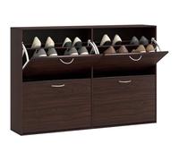 HOMCOM Armoire à chaussures mince pour couloir avec 4 portes pliantes, armoire à chaussures moderne pour 24 paires de chaussures avec étagères réglables, armoire à chaussures en bois, 120x24x81cm,