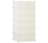 HOMCOM Armoire à Chaussures Modulable 49 x 36,5 x 108 cm Blanc | Range Chaussures, Meuble de Rangement, 6 Cubes Rectangulaires, Empilable, Plastique, Capacité 12 Paires