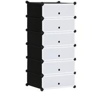 HomCom Rangement modulable 6 cubes Noir/Blanc empilables pour chaussures – Aosom France