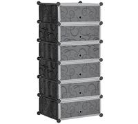 HomCom Armoire à chaussures modulable 6 cubes empilables en plastique 12 paires noir 49×36,5×108 cm
