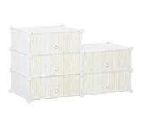HOMCOM Armoire à chaussures modulable, meuble de rangement avec 6 cubes empilable en plastique, 49 x 36,5 x 108 cm blanc