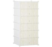 HOMCOM Armoire à chaussures modulable range chaussures meuble de rangement avec 6 cubes rectangulaires empilable en plastique capacité 12 paires 49 x 36,5 x 108 cm blanc