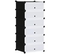 HomCom Rangement modulable 6 cubes Noir/Blanc empilables pour chaussures – Aosom France
