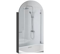 HOMCOM Armoire à miroir de salle de bain murale, Armoire murale de salle de bain moderne avec miroir arqué sans cadre et étagères en verre réglables, 40 x 12 x 80 cm, Noir