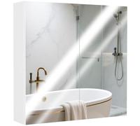 HOMCOM Armoire à Miroir Salle de Bain, Montage Mural, 60cm, Blanc | Armoire murale de salle de bain, 2 portes miroir, étagère réglable