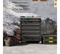 HOMCOM Armoire à outils avec 5 tiroirs, caisse à outils roulante, chariot d'outils en acier, Silberton+Schwarz