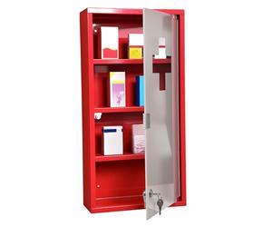 HOMCOM Armoire à Pharmacie 3 étagères 4 Niveaux verrouillable Porte Verre trempé dépoli Logo Croix 30L x 12l x 60H cm Acier Rouge