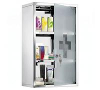HOMCOM Armoire à Pharmacie Murale à 3 Niveaux Porte Verrouillable Argent