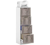 HOMCOM Armoire à tiroirs de Bureau avec 4 tiroirs Armoire à tiroirs de Bureau avec Serrure 2 clés Barres de Suspension pour A4 Lettre à dossiers Mobile pour 39,4x40x129 cm Blanc & Bois