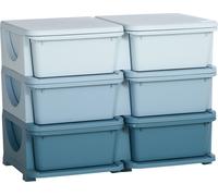HOMCOM Armoire à tiroirs pour enfants avec espace de rangement Boîtes de rangement Organisateur de jouets Coffre à jouets à trois niveaux pour chambre d'enfant 3-6 ans Meubles pour enfants bleu 75 x 3