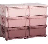 HOMCOM Boîte de rangement pour enfants, Boîte de rangement pour enfants, 3 tiroirs, Rose