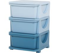 HOMCOM Armoire à tiroirs pour enfants avec espace de rangement Boîtes de rangement Organisateur de jouets Coffre à jouets à trois niveaux pour chambre d'enfant 3-6 ans Meubles pour enfants bleu 37 x 3
