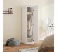HOMCOM Armoire à vêtements Placard multifonction avec tringle à vêtements, étagère, porte à fermeture soft-close 40 x 52 x 180 cm Blanc