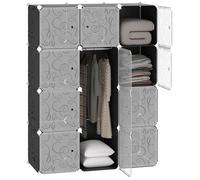 HOMCOM - armoire à vêtements - plastique, fil métallique - 111x47x145cm - Noir