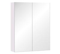 HOMCOM Armoire Murale Salle de Bain avec Miroir, 60 x 75 cm, Meuble Salle de Bain, Armoire de Toilette avec étagère réglable, Blanc