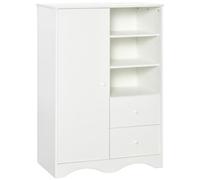 HOMCOM Armoire avec Porte 5 Étagères 3 Niches 2 Tiroirs Blanc, Chambre