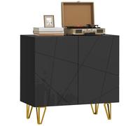 HOMCOM Armoire, Buffet Haut Brillant, étagère réglable, Noir