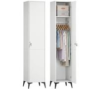 HOMCOM Armoire Chambre étroite penderie avec Porte, Tringle et étagères de Rangement, Serrure à Deux clés, Armoire à vêtements, Dressing, pour Chambre à Coucher, 36 x 40 x 180 cm, Blanc