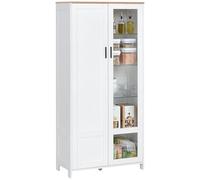 HOMCOM Armoire Cuisine Buffet de Vuisine Vaisselier Vitré 76x36x160cm Blanc
