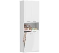 HOMCOM Armoire de bain haute avec panier à linge 60x30x174 cm blanc