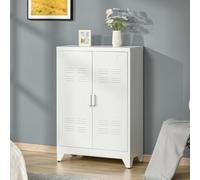 HOMCOM Armoire de bureau à 3 niveaux meuble de rangement bureau métallique 2 portes étagères réglables 75 x 33 x 110 cm blanc