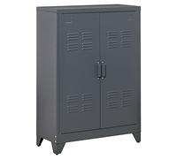 HOMCOM Armoire de Bureau à 3 Niveaux, Meuble de Rangement Bureau métallique avec 2 Portes et étagères réglables, Armoire à dossiers pour Le Bureau à Domicile, Le Garage, Gris