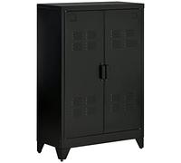 HOMCOM Armoire de bureau à 3 niveaux, meuble de rangement bureau métallique avec 2 portes et étagères réglables, armoire à dossiers pour domicile, garage, noir