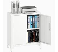 HOMCOM Armoire de bureau verrouillable multi-usages avec 2 niveaux, 2 portes, en métal, 80 x 35 x 91 cm, blanche
