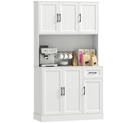HOMCOM Armoire de cuisine, armoire buffet avec plan de travail, étagères réglables, 6 portes, tiroir, haute garde-manger avec trou de câble, pour cuisine salon salle à manger 100 x 39,5 x