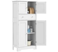 HOMCOM Armoire de Cuisine avec Placards, Tiroir 60 x 30 x 128 cm Blanc | Étagères Réglables, Buffet Cuisine, Vaisselier, Meuble de Rangement, Style Moderne, pour Salon, Salle à Manger