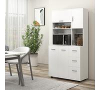 HOMCOM Armoire de Cuisine, Buffet, 3 Tiroirs, 3 Étagères, Beaucoup d'Espace de Rangement, 89x39,5x168cm, Blanc