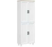 HomCom Armoire de cuisine moderne 4 portes, étagères réglables, 60×30×170,5 cm blanc