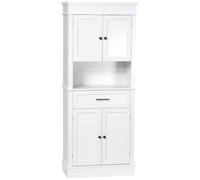 HOMCOM Armoire de Cuisine Buffet Cuisine 74 x 39,5 x 183 cm Blanc | Vaisselier, Meuble de Rangement, Placards, Étagères Réglables, Tiroir, Niche, pour Salle à Manger, Salon