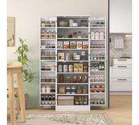 HOMCOM Armoire de cuisine buffet cuisine avec placards, étagère réglable et porte-épices, 60 x 35 x 166 cm, blanc