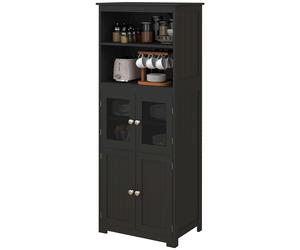 HOMCOM Armoire de cuisine buffet cuisine vaisselier meuble de rangement multi-rangements dim. 60I x 30P x 162H cm noir