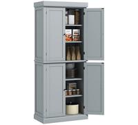 HOMCOM Armoire de Cuisine Buffet Cuisine vaisselier Meuble de Rangement Style Moderne avec placards, étagères réglables, pour Salle à Manger, Salon, 76 x 40,5 x 184 cm, Gris