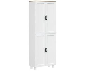 HOMCOM Armoire de Cuisine Buffet Cuisine vaisselier Meuble de Rangement Style Moderne Multi-rangements avec 4 Portes et étagères réglables, 60 x 30 x 170,5 cm, Blanc